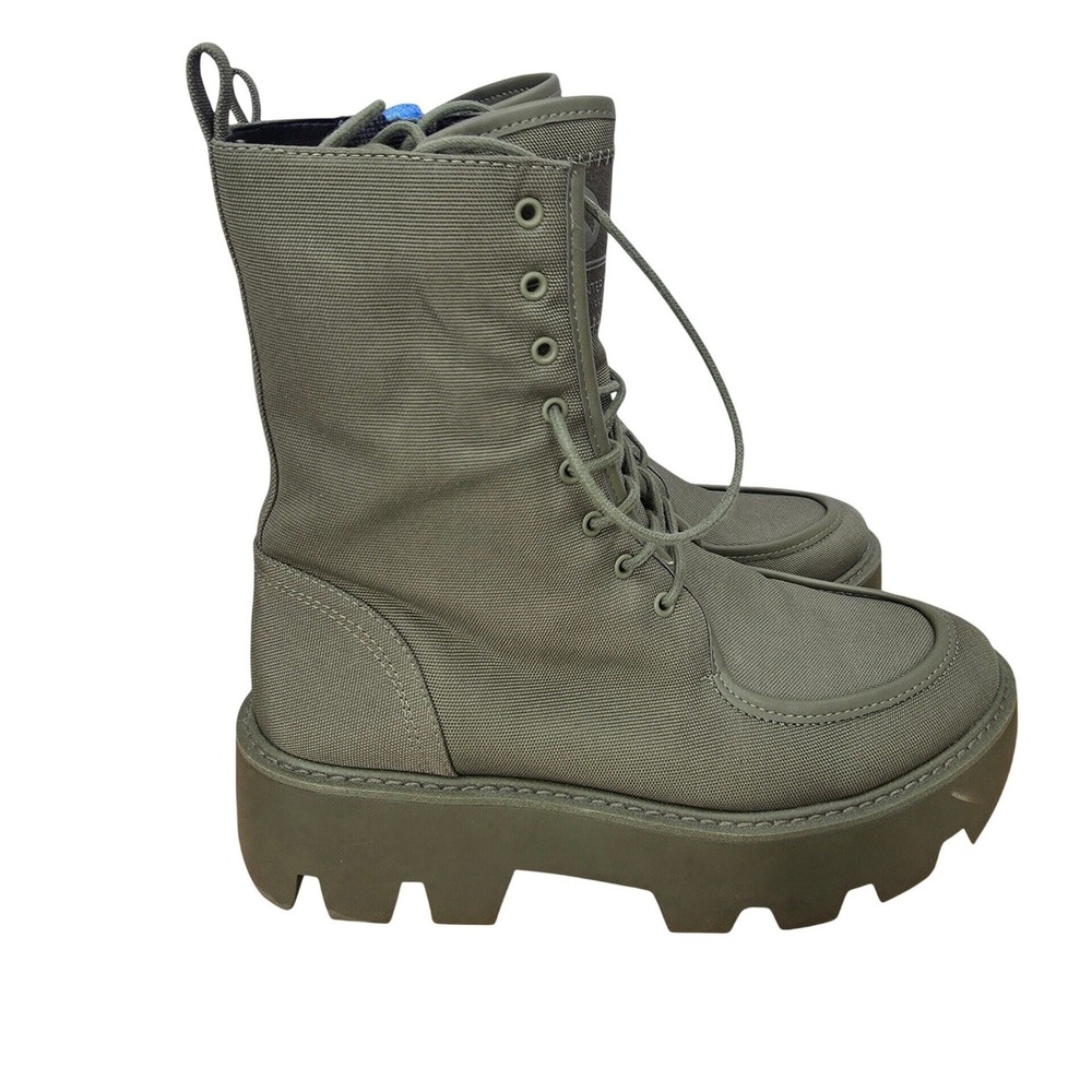 Franco Sarto Margey 2 Combat Boots Womens 9 Green Canvas Platform Lug Sole